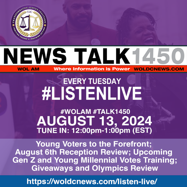 #TalkRadio – August 13: Young Voters to the Forefront: Race & Media; August 6th Reception Review; Upcoming Gen Z and Young Millennial Votes Matter Training Sept. 11th – 14th; Banned Book Giveaways; and, Olympics Review